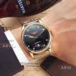 Perfect Replica Longines Black Face Diamond Markers Rose Gold Bezel 40mm Men's Watch